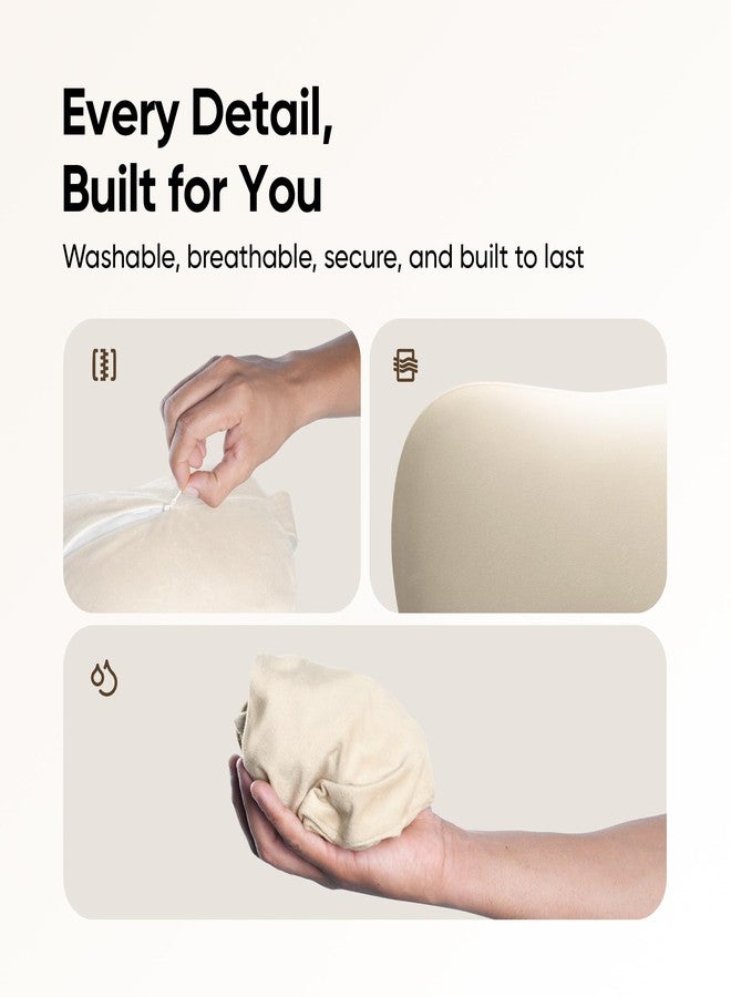 فريدو وسادة رقبة صغيرة للسيارة من فريدو | إسفنج ميموري فوم مريح وصغير الحجم | تخفف إجهاد الرقبة والكتفين | وسادة رقبة فائقة النعومة لراحة مثالية أثناء الرحلات | ألياف دقيقة مسامية | غطاء مخملي قابل للغسل | بيج - Image 5